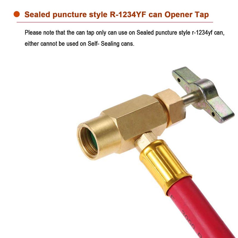 Ketofa R1234YF U-Charge Hose with Gauge Set, 1234yf Recharge Kit with 1/2 LH Can Opener Tap, R1234YF Low Side Quick Coupler Car AC Charging Pipe - Image 4